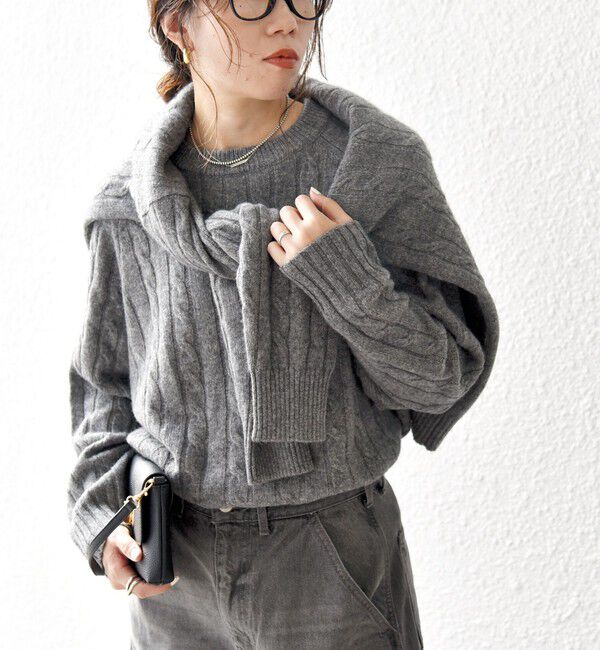 SHIPS any「【WEB限定】SHIPS any:〈手洗い可能〉ヤク ケーブル クルーネック ニット プルオーバー 2」|ニット・セーター|