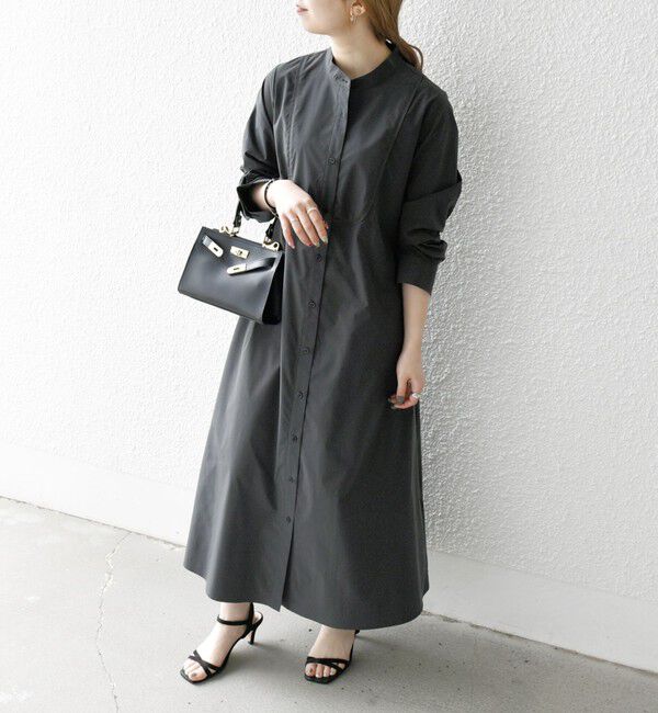 SHIPS any「SHIPS any:〈洗濯機可能〉タイプライター スタンドカラー シャツ ワンピース」|ワンピース|