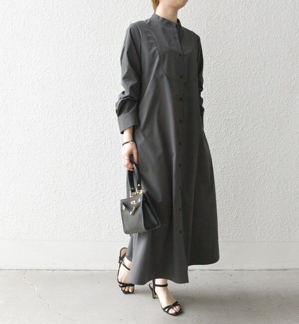 SHIPS any「SHIPS any:〈洗濯機可能〉タイプライター スタンドカラー シャツ ワンピース」|ワンピース|