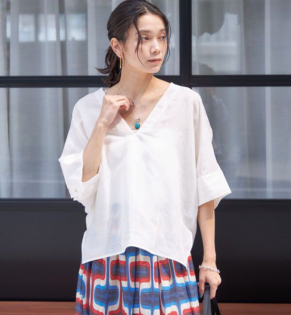 SHIPS for women「【一部WEB限定】〈手洗い可能〉IMPERIAL LINEN スキッパー ブラウス」|シャツ・ブラウス|