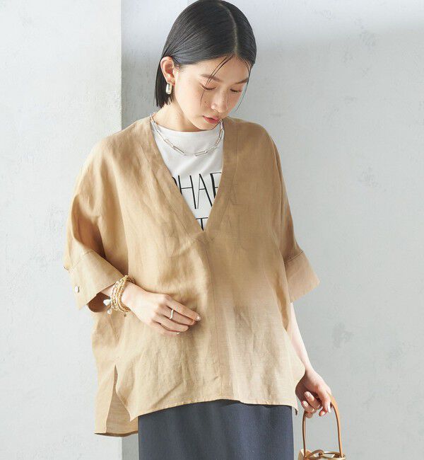SHIPS for women「【一部WEB限定】〈手洗い可能〉IMPERIAL LINEN スキッパー ブラウス」|シャツ・ブラウス|