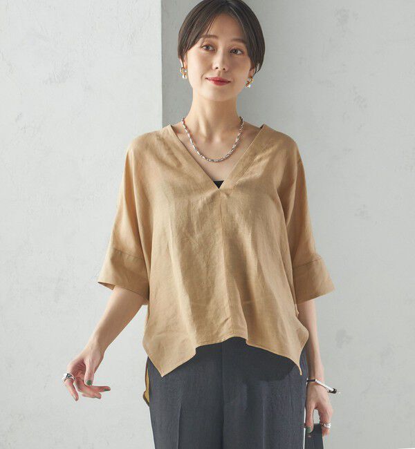 SHIPS for women「【一部WEB限定】〈手洗い可能〉IMPERIAL LINEN スキッパー ブラウス」|シャツ・ブラウス|