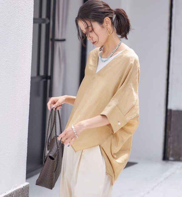SHIPS for women「【一部WEB限定】〈手洗い可能〉IMPERIAL LINEN スキッパー ブラウス」|シャツ・ブラウス|