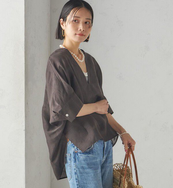 SHIPS for women「【一部WEB限定】〈手洗い可能〉IMPERIAL LINEN スキッパー ブラウス」|シャツ・ブラウス|