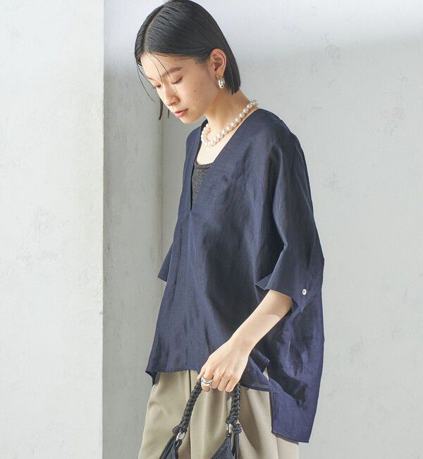 SHIPS for women「【一部WEB限定】〈手洗い可能〉IMPERIAL LINEN スキッパー ブラウス」|シャツ・ブラウス|