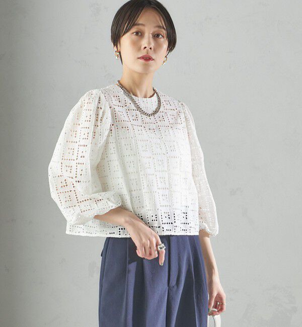 SHIPS for women「〈手洗い可能〉Broche スクエア レース 2WAY ブラウス」|シャツ・ブラウス|