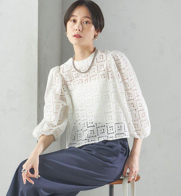 SHIPS for women「〈手洗い可能〉Broche スクエア レース 2WAY ブラウス」|シャツ・ブラウス|