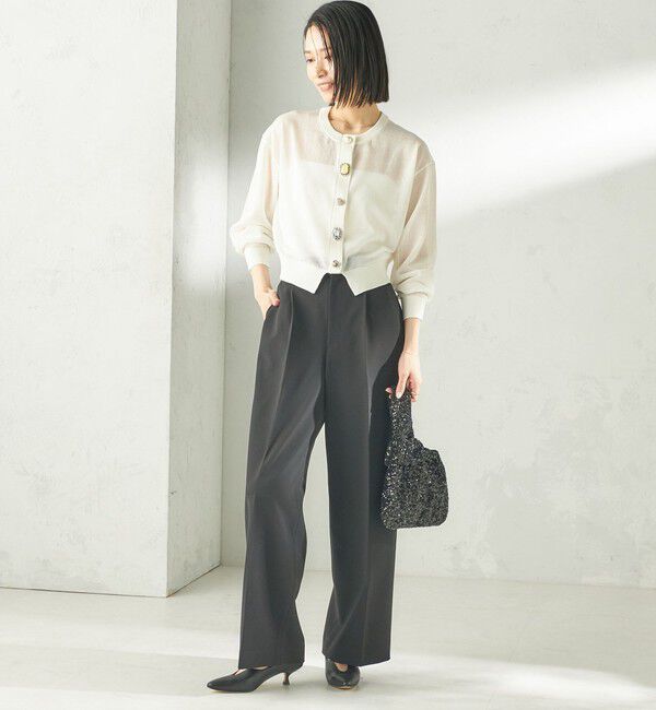 SHIPS for women「TORRAZZO DONNA:〈手洗い可能〉ビジュー シアー カーディガン」|カーディガン|