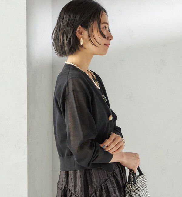 SHIPS for women「TORRAZZO DONNA:〈手洗い可能〉ビジュー シアー カーディガン」|カーディガン|