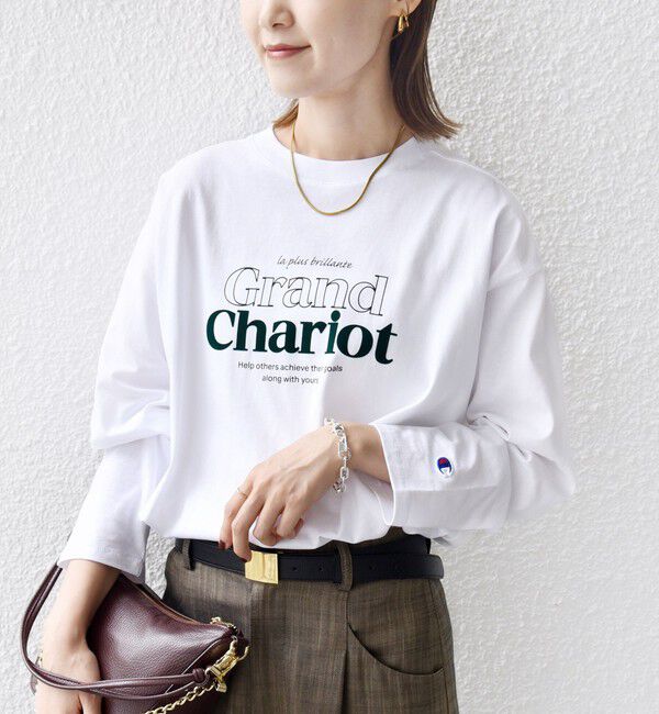 SHIPS for women「【SHIPS別注】Champion: プリント ロングスリーブ TEE」|Tシャツ・カットソー|ライトホワイト