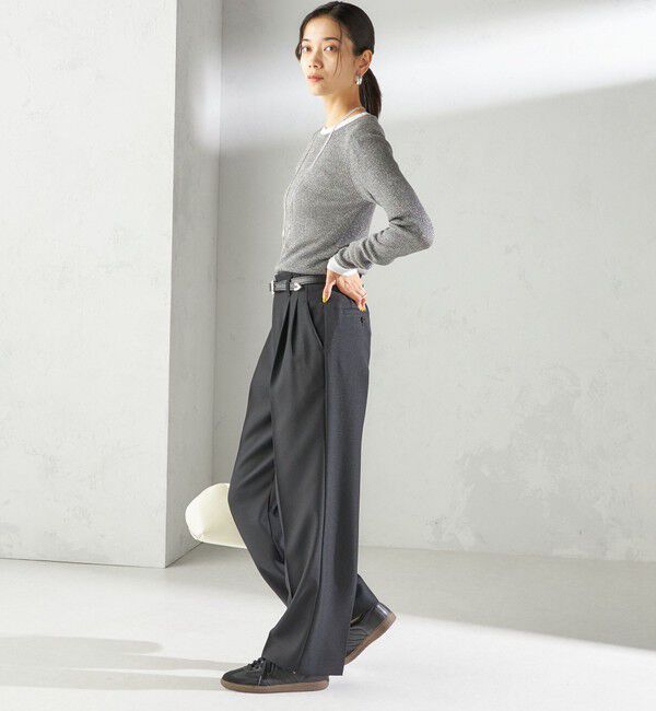 SHIPS for women「〈手洗い可能〉TUMUGITO(R) シャーク ツイード タック パンツ」|その他|