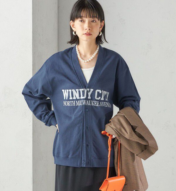 SHIPS for women「【SHIPS別注】Odub:Vネック ロゴ カーディガン」|カーディガン|