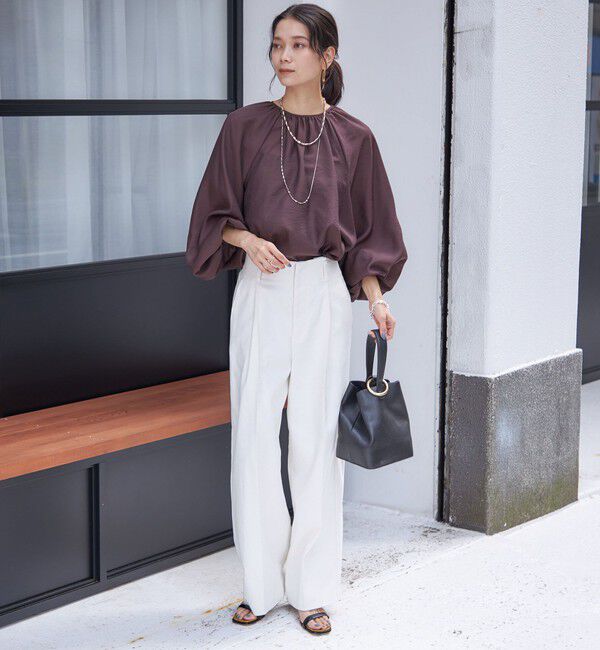 SHIPS for women「〈手洗い可能〉シアー バンブー ギャザー ブラウス」|シャツ・ブラウス|