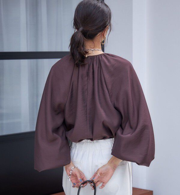 SHIPS for women「〈手洗い可能〉シアー バンブー ギャザー ブラウス」|シャツ・ブラウス|