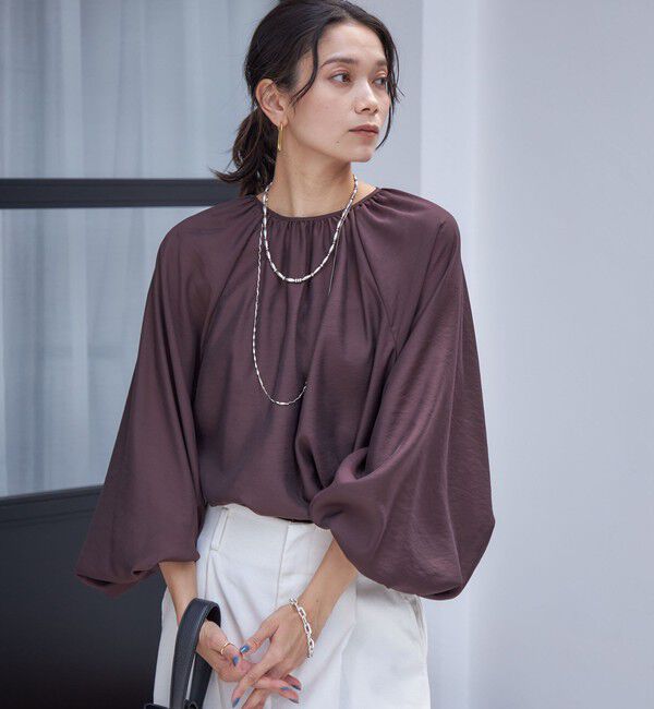 SHIPS for women「〈手洗い可能〉シアー バンブー ギャザー ブラウス」|シャツ・ブラウス|