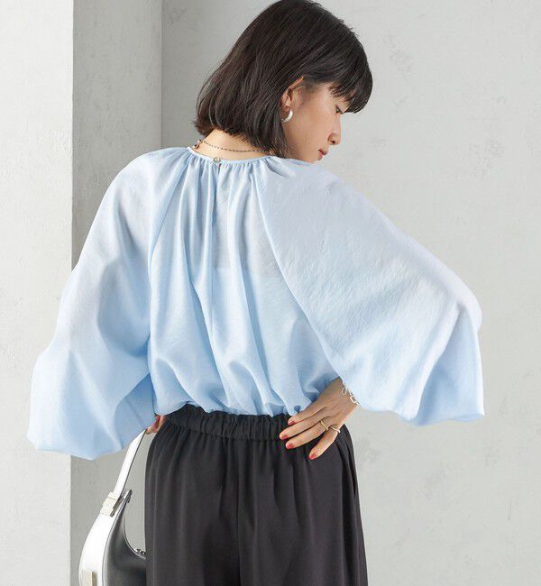 SHIPS for women「〈手洗い可能〉シアー バンブー ギャザー ブラウス」|シャツ・ブラウス|
