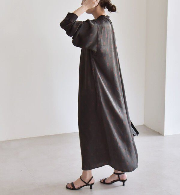 quaranciel「quaranciel:〈手洗い可能〉モノグラム ドット ロング シャツ ワンピース」|ワンピース|