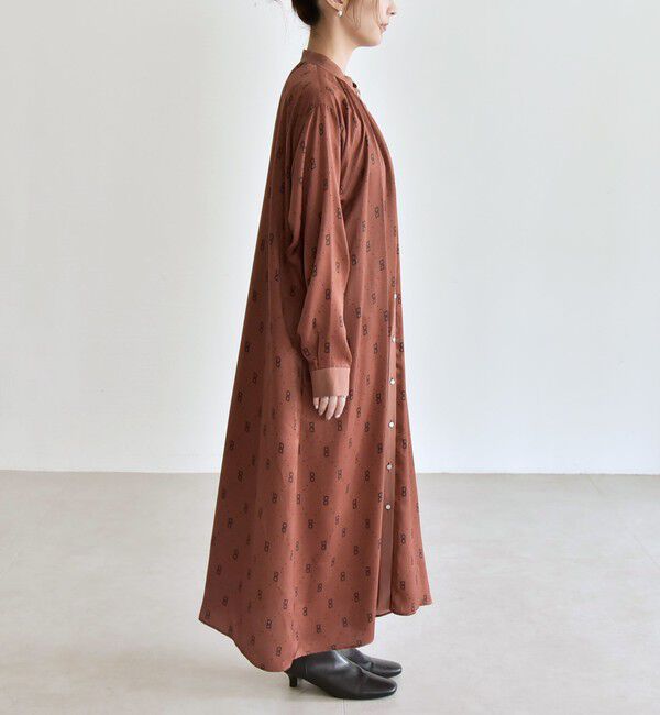 quaranciel「quaranciel:〈手洗い可能〉モノグラム ドット ロング シャツ ワンピース」|ワンピース|