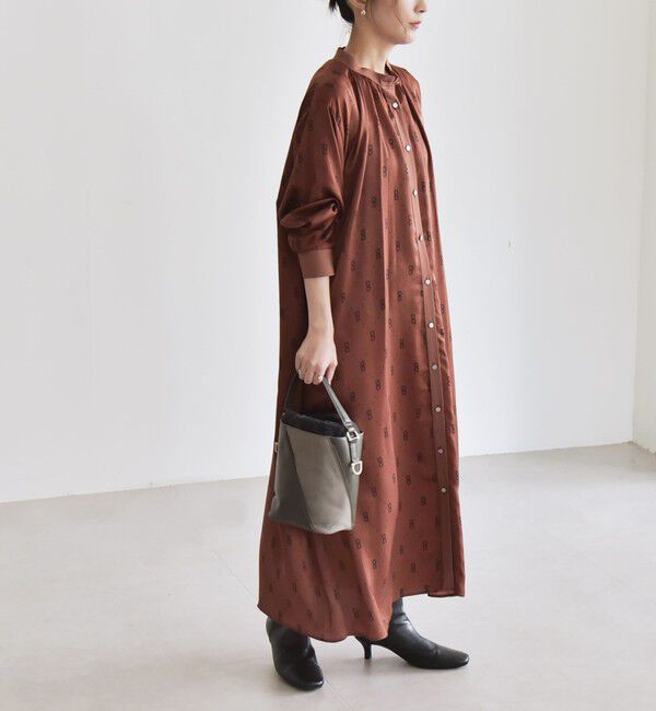 quaranciel「quaranciel:〈手洗い可能〉モノグラム ドット ロング シャツ ワンピース」|ワンピース|