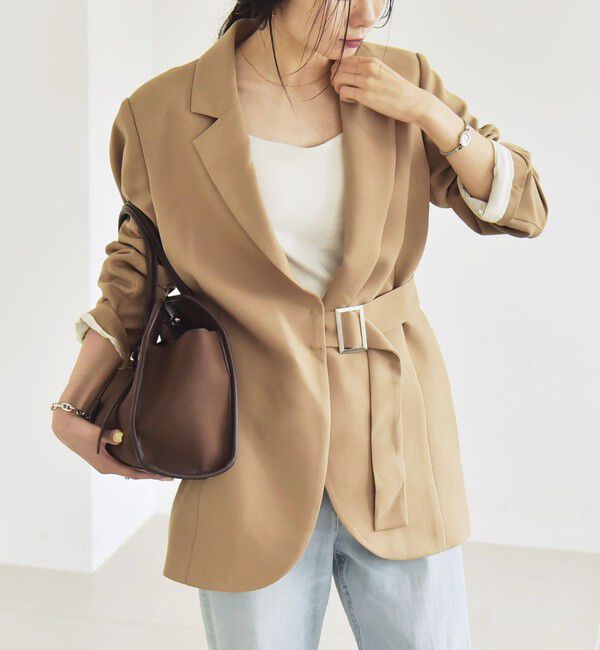 quaranciel「quaranciel:〈洗濯機可能〉ダブルクロス ベルト デザイン 3way テーラード ジャケット」|テーラードジャケット|