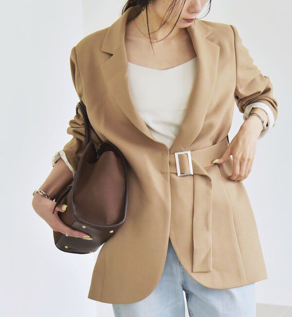 quaranciel「quaranciel:〈洗濯機可能〉ダブルクロス ベルト デザイン 3way テーラード ジャケット」|テーラードジャケット|