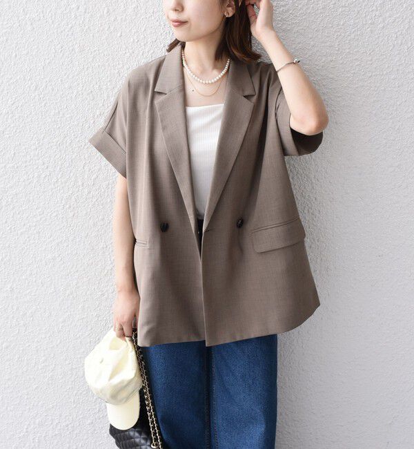 SHIPS Colors 「SHIPS Colors:〈手洗い可能〉クリスピー ショートスリーブ ジャケット」|テーラードジャケット|