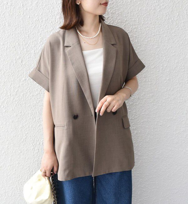 SHIPS Colors 「SHIPS Colors:〈手洗い可能〉クリスピー ショートスリーブ ジャケット」|テーラードジャケット|