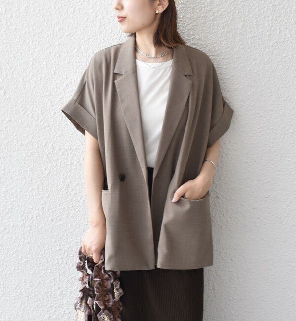 SHIPS Colors 「SHIPS Colors:〈手洗い可能〉クリスピー ショートスリーブ ジャケット」|テーラードジャケット|