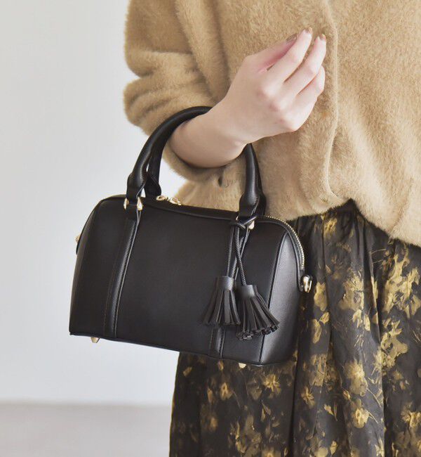 quaranciel「quaranciel: 2way タッセル チャーム ミニ ボストン バッグ」|ショルダー・メッセンジャー|ブラック