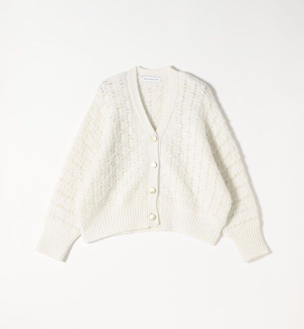 quaranciel「quaranciel: 透かし編み Vネック コンパクト ドルマンニットカーディガン」|カーディガン|