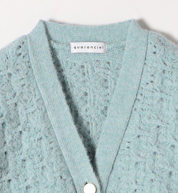 quaranciel「quaranciel: 透かし編み Vネック コンパクト ドルマンニットカーディガン」|カーディガン|