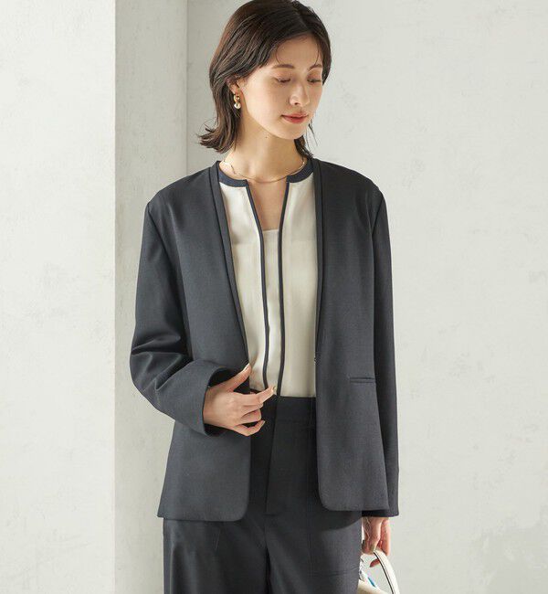 SHIPS for women「〈手洗い可能〉DELEGANT ダブルカラー ジャケット（セットアップ対応）」|ノーカラージャケット|