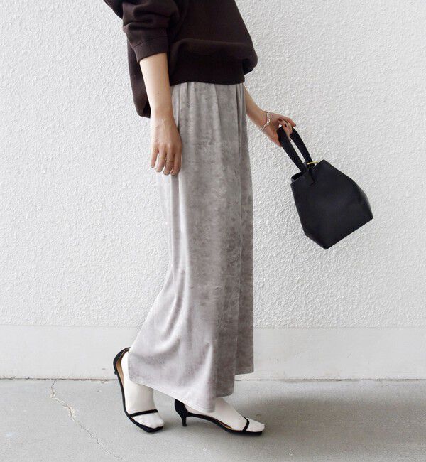 SHIPS for women「〈手洗い可能〉スノー クラッシュ ポリエステル ベロア ウエスト ゴム スカート」|スカート|