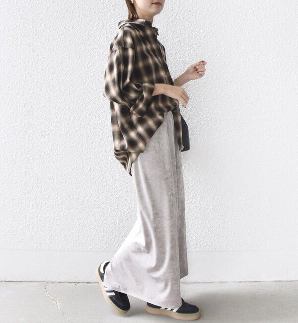 SHIPS for women「〈手洗い可能〉スノー クラッシュ ポリエステル ベロア ウエスト ゴム スカート」|スカート|