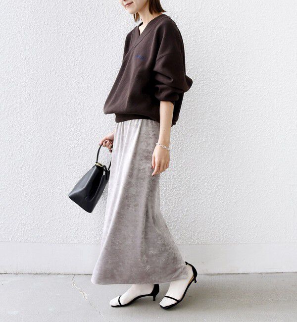 SHIPS for women「〈手洗い可能〉スノー クラッシュ ポリエステル ベロア ウエスト ゴム スカート」|スカート|