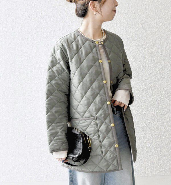 SHIPS any「Traditional Weatherwear: ARKLEY Aライン ミドル ノーカラー コート」|ノーカラーコート|