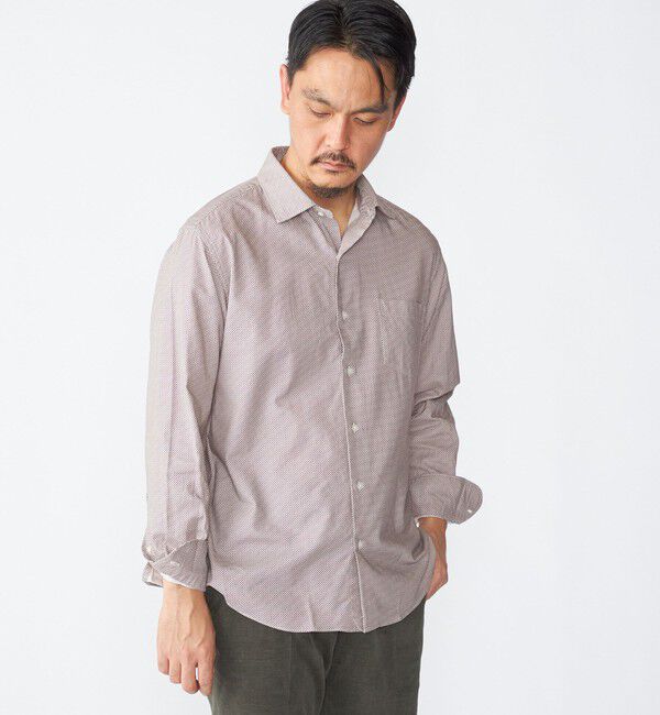 SHIPS「SHIPS: プリント ワイドカラー シャツ」|シャツ・ブラウス|ベージュ系