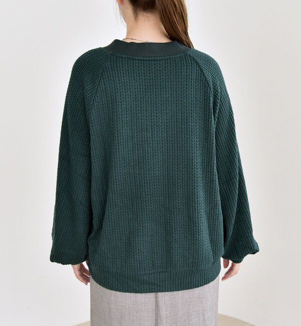 quaranciel「quaranciel:〈手洗い可能〉ケーブル ジャージー Vネック プルオーバー」|Tシャツ・カットソー|