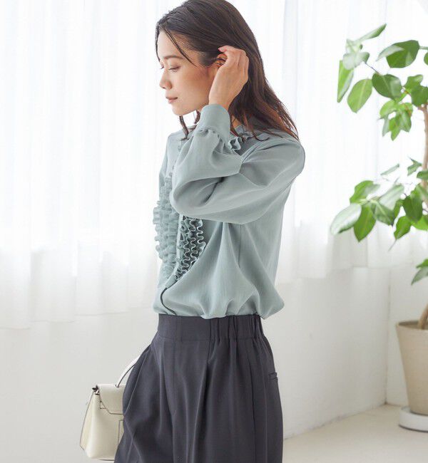 SHIPS for women「〈洗濯機可能〉ポリエステル カルゼ フリル ブラウス」|シャツ・ブラウス|