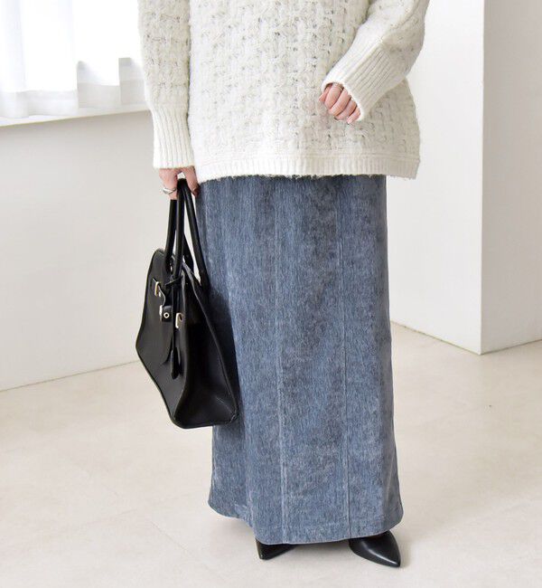 quaranciel「quaranciel:〈洗濯機可能〉ポリエステル ベロア Iライン イージー スカート」|スカート|