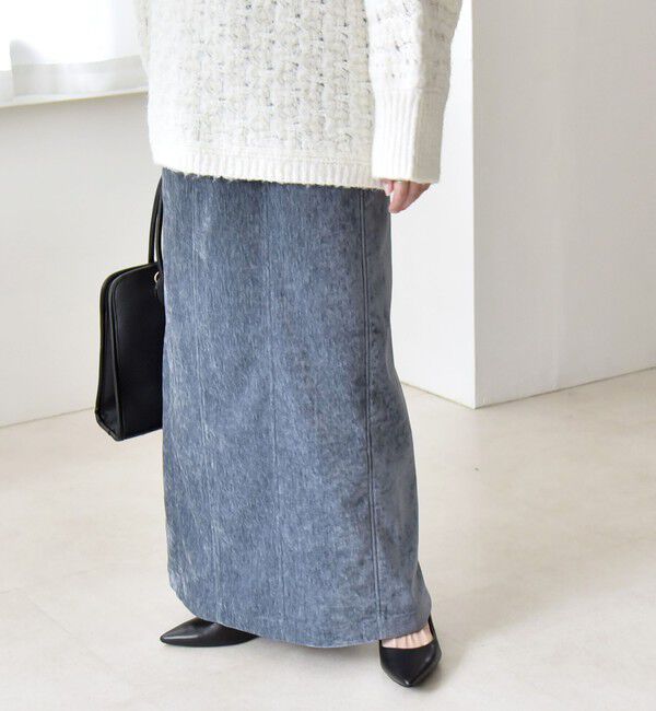 quaranciel「quaranciel:〈洗濯機可能〉ポリエステル ベロア Iライン イージー スカート」|スカート|