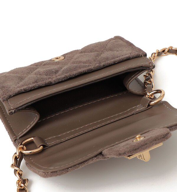 SHIPS any「VELETTO: キルティング チェーン ミニ ショルダー バッグ （ブラウン）」|ショルダー・メッセンジャー|