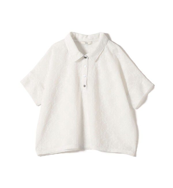 SHIPS for women「《追加予約》【WEB限定】〈手洗い可能〉シアー ジャカード ポロ 襟 ショート スリーブ プルオーバー」|ポロシャツ|