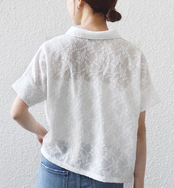 SHIPS for women「《追加予約》【WEB限定】〈手洗い可能〉シアー ジャカード ポロ 襟 ショート スリーブ プルオーバー」|ポロシャツ|