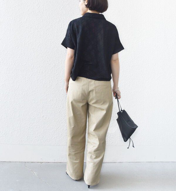 SHIPS for women「《追加予約》【WEB限定】〈手洗い可能〉シアー ジャカード ポロ 襟 ショート スリーブ プルオーバー」|ポロシャツ|