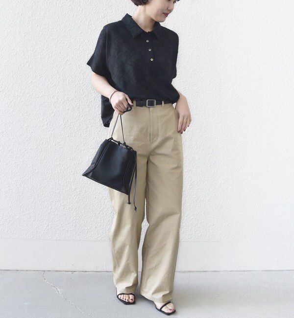 SHIPS for women「《追加予約》【WEB限定】〈手洗い可能〉シアー ジャカード ポロ 襟 ショート スリーブ プルオーバー」|ポロシャツ|