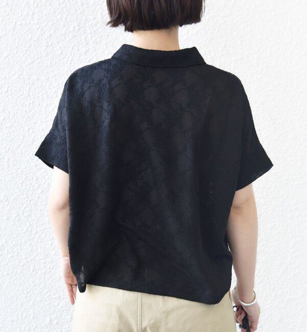 SHIPS for women「《追加予約》【WEB限定】〈手洗い可能〉シアー ジャカード ポロ 襟 ショート スリーブ プルオーバー」|ポロシャツ|