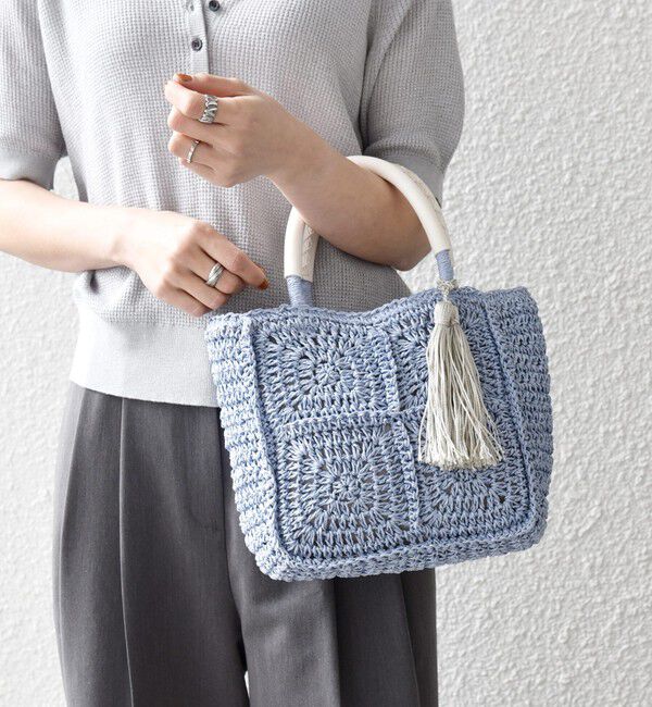 SHIPS any「SHIPS any:  メッシュ ペーパー タッセル トート バッグ」|トートバッグ|ライトブルー