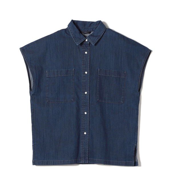 SHIPS Colors 「SHIPS Colors:〈洗濯機可能〉ファンクション デニム フレンチスリーブ シャツ◇」|シャツ・ブラウス|