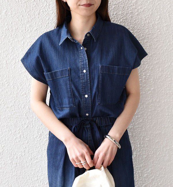 SHIPS Colors 「SHIPS Colors:〈洗濯機可能〉ファンクション デニム フレンチスリーブ シャツ◇」|シャツ・ブラウス|